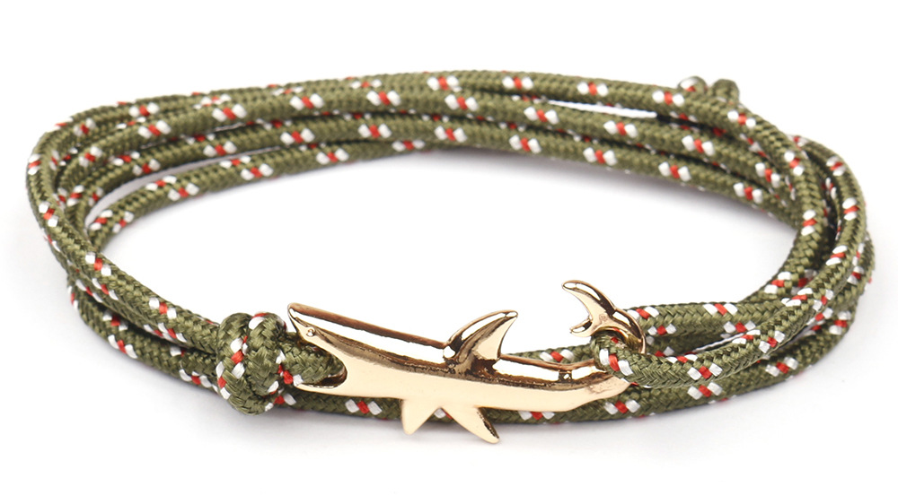 12g Weight Bracelets Classification Alloy, rope Chain Material 1 Piece Quantity Holiday, Daily, Street Occasion Alloy, rope Material Shark Pattern Men's Gender Layered Design Casual, Simple Style Style Casual Simple Style Shark Alloy Rope Layered Men's Bracelets Men's Chain Bracelets 1