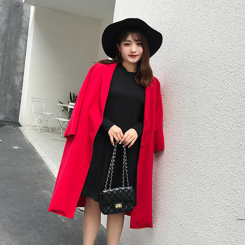 Big size dress coat mm new pattern 200 Autumn and winter Mid length version 7 points sleeve knitting woolen overcoat 506