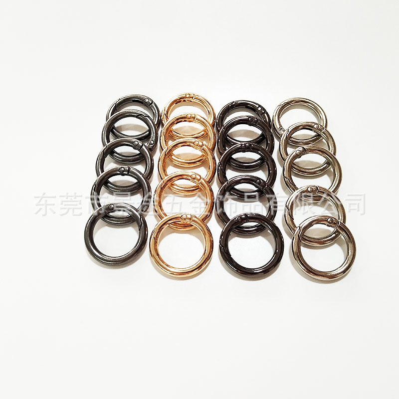 Factory zinc alloy gold-plated gun Black Spring ring 28mm spring buckle quick hanging keychain quality ring opening