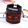 Retro woven leather bracelet, set, 2020, European style, genuine leather, suitable for import