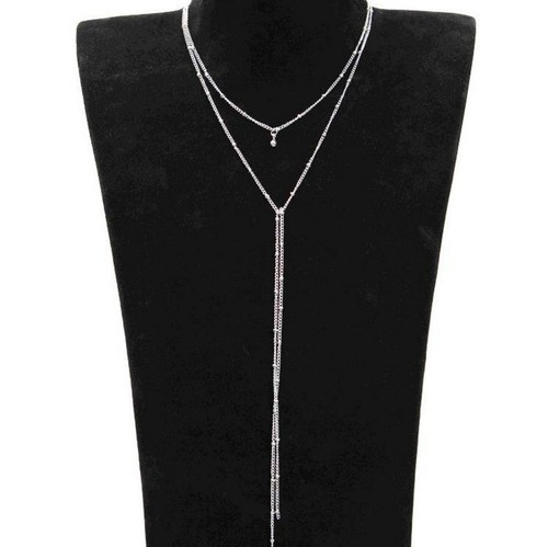 C143 European and American jewelry fashion, simple bead chain necklace, retro clavicle necklace, double layer long necklace wholesale