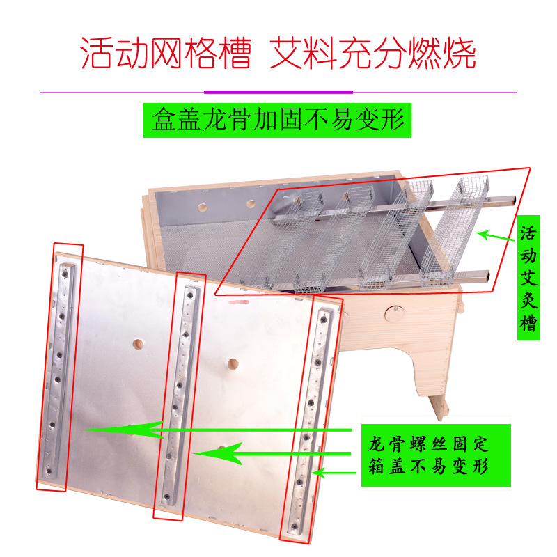 Wooden Moxibustion Box Multi-Position Moxa Burner for Home Waist and Belly Warmth 37x50 cm key features