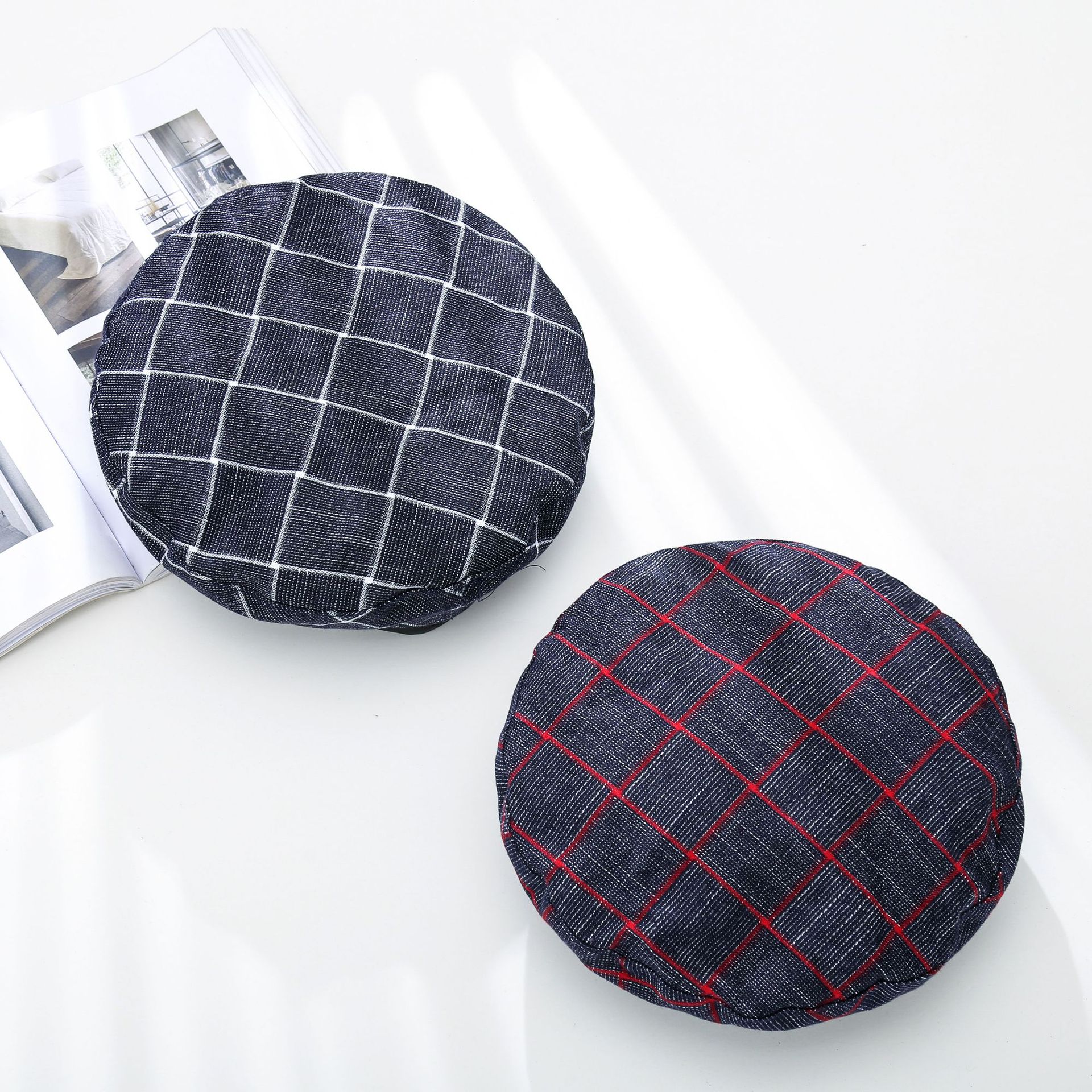 fashion edging beret all-match plaid flat cap NSTQ34761