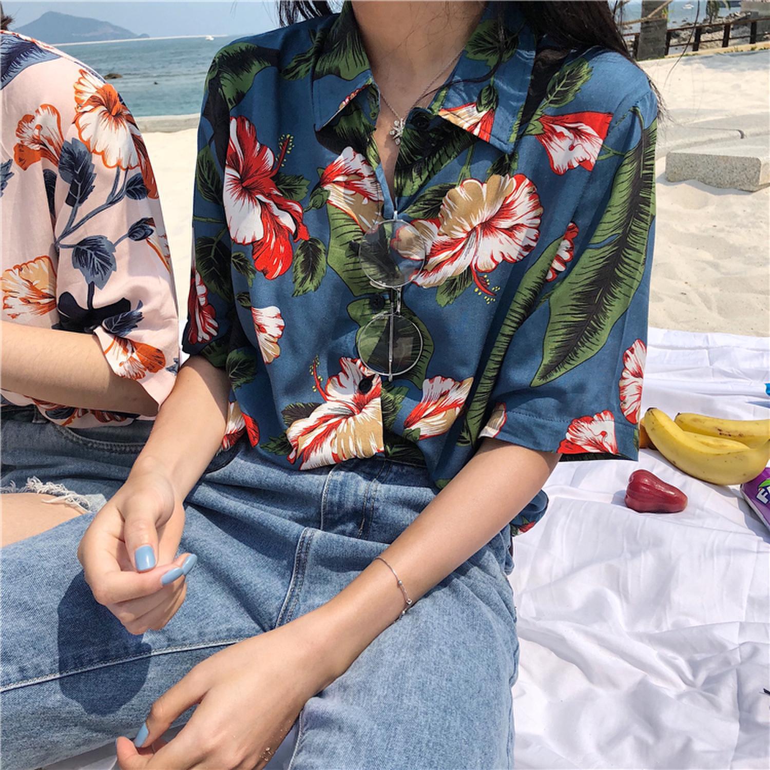 A Generation Hair Women's Net Red Shirt Women's 2020 New Spring And Summer Western Style Retro Printing Short-sleeved Top 8845