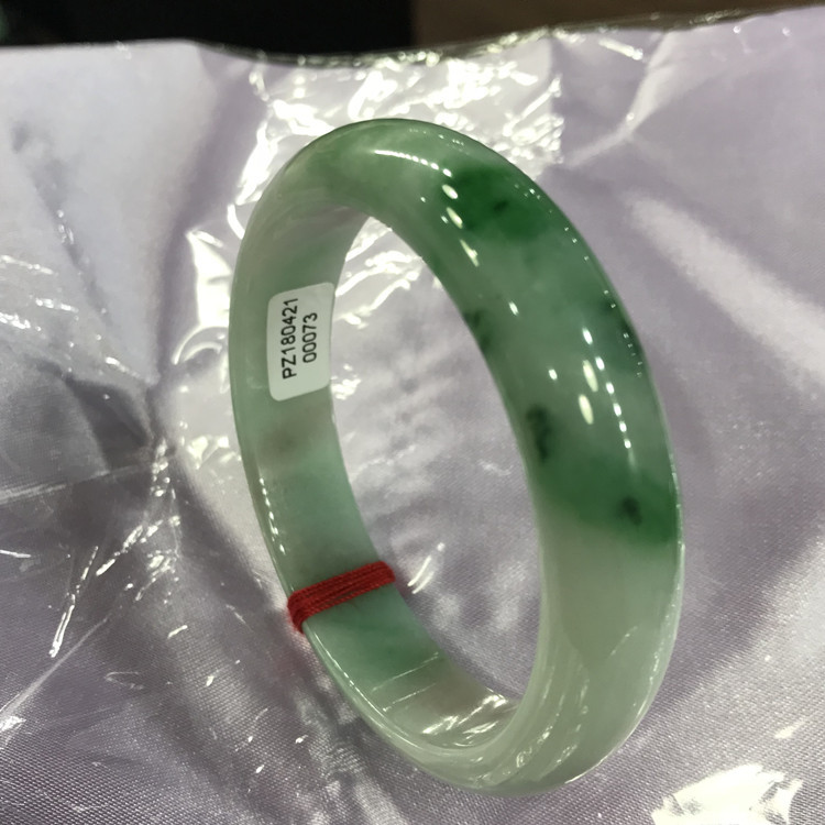 缅甸翡翠A货缅甸玉翡翠手镯女款 冰糯飘花玉镯子带证书