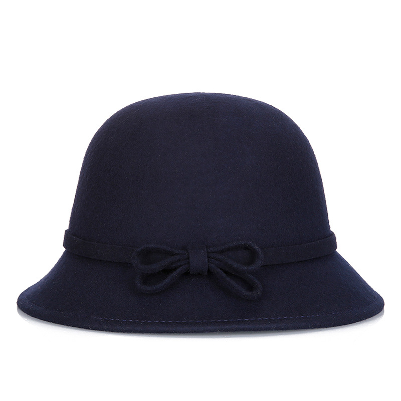 Sombrero de otoño e invierno sombrero de fieltro para mujer 2020 nuevo australiano de lana pura arco de lana sombrero de lavabo de una pieza de entrega