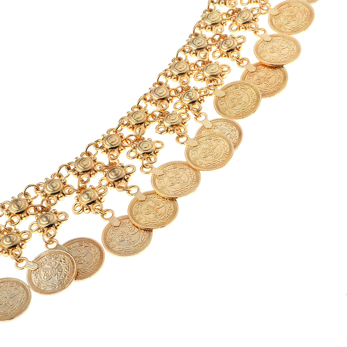 Joyería transfronteriza europea y americana retro estilo étnico exagerado cuerpo ropa cadena de aleación moneda borla cadena de la cintura