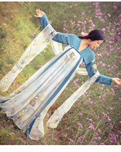 传统汉服女齐胸襦裙水墨印花雪纺裙汉元素渐变一片式仙女古装日常