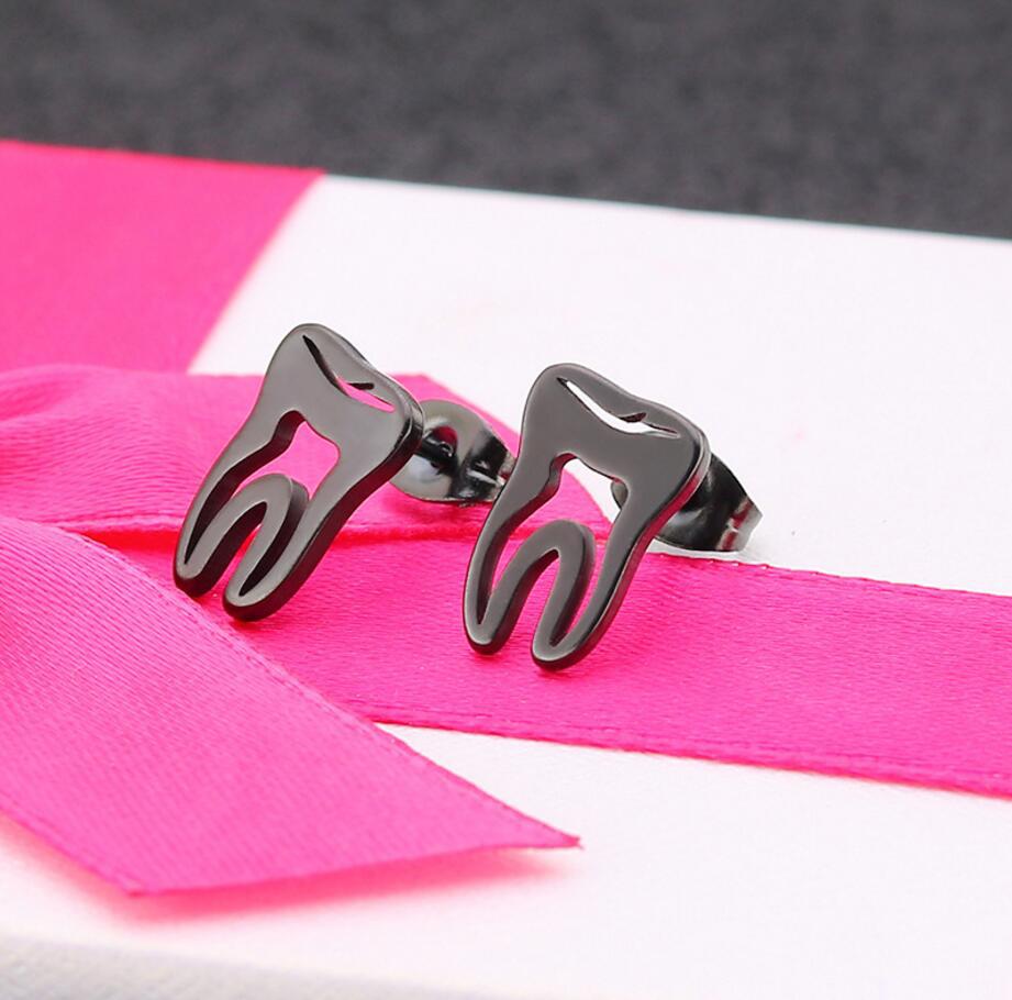 1 Pair Fashion Teeth Stainless Steel Plating Ear Studs display picture 5