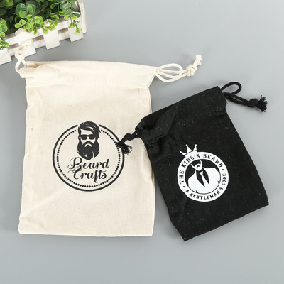 小號黑白色收納袋純棉抽繩袋定做 棉布束口袋定制 免費設計logo