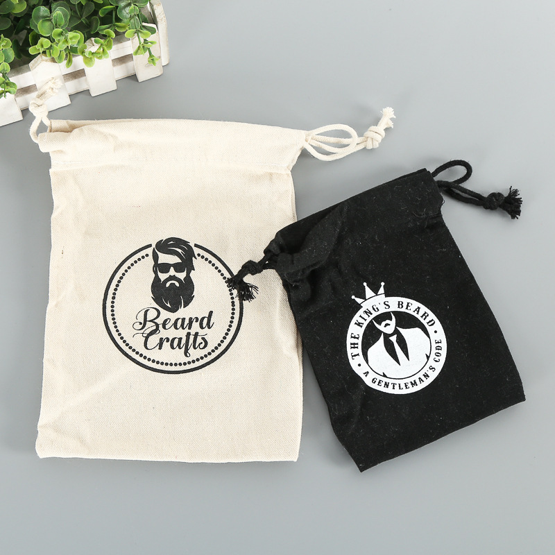 小號黑白色收納袋純棉抽繩袋定做 棉布束口袋定制 免費設計logo