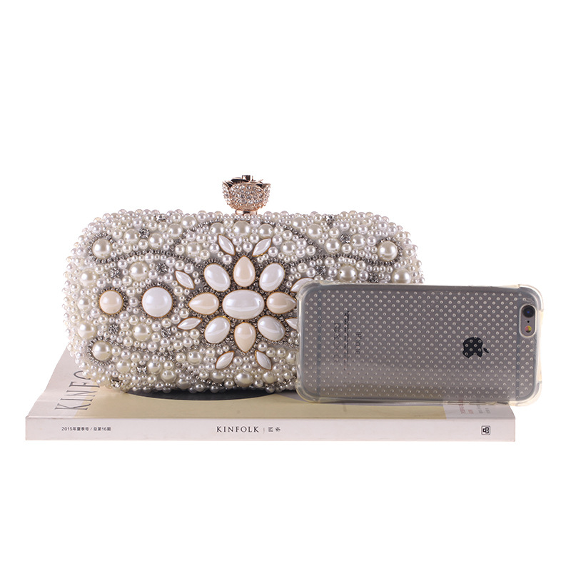 Craft Pearl Hard Shell Diamond Studded Dinner Bag Fashion Chain Bag Women's Handle Small Square Bag display picture 2