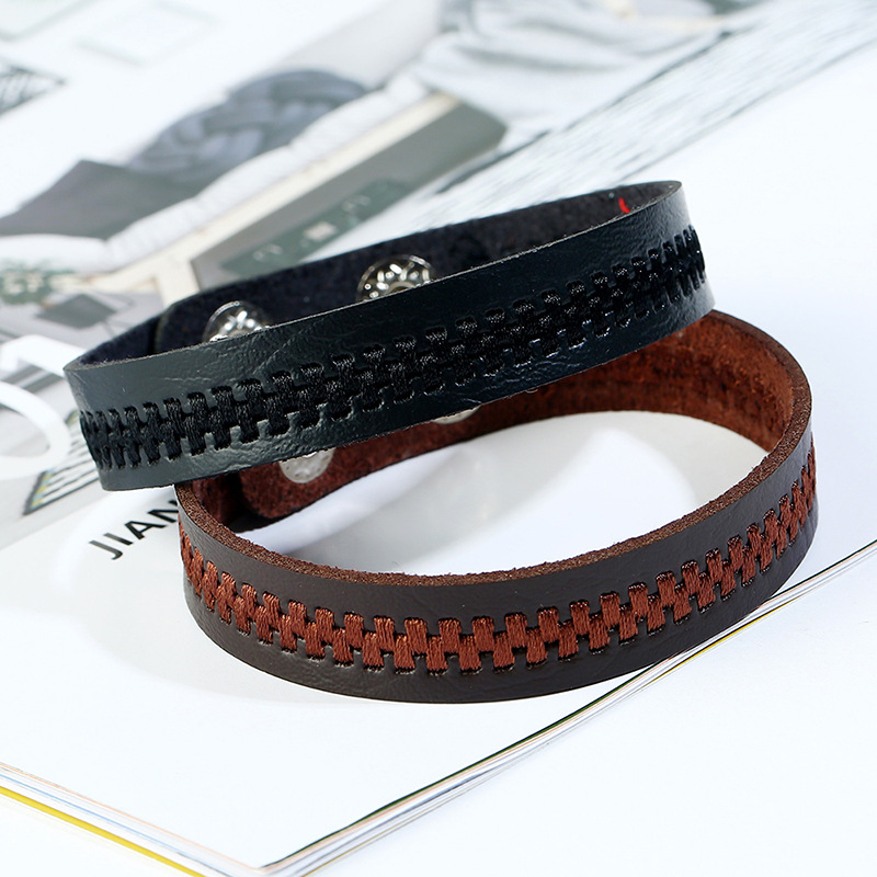 Leather Fashion Geometric bracelet  black NHPK2187blackpicture1