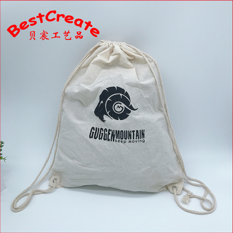 厂家直销精品背包棉布束口袋 户外体育家用简易购物帆布双肩袋