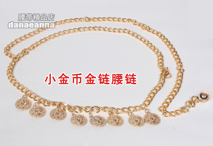 Women'S Gender Gold Color Fashion Coin Tassel Golden Chain Belt