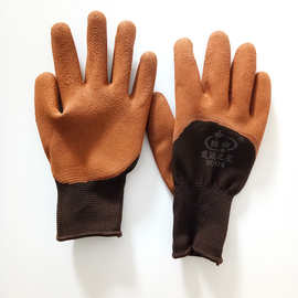 厂家批发 劳保手套恒瑞祥十三针发泡半挂  防脏 防滑胶手套手套