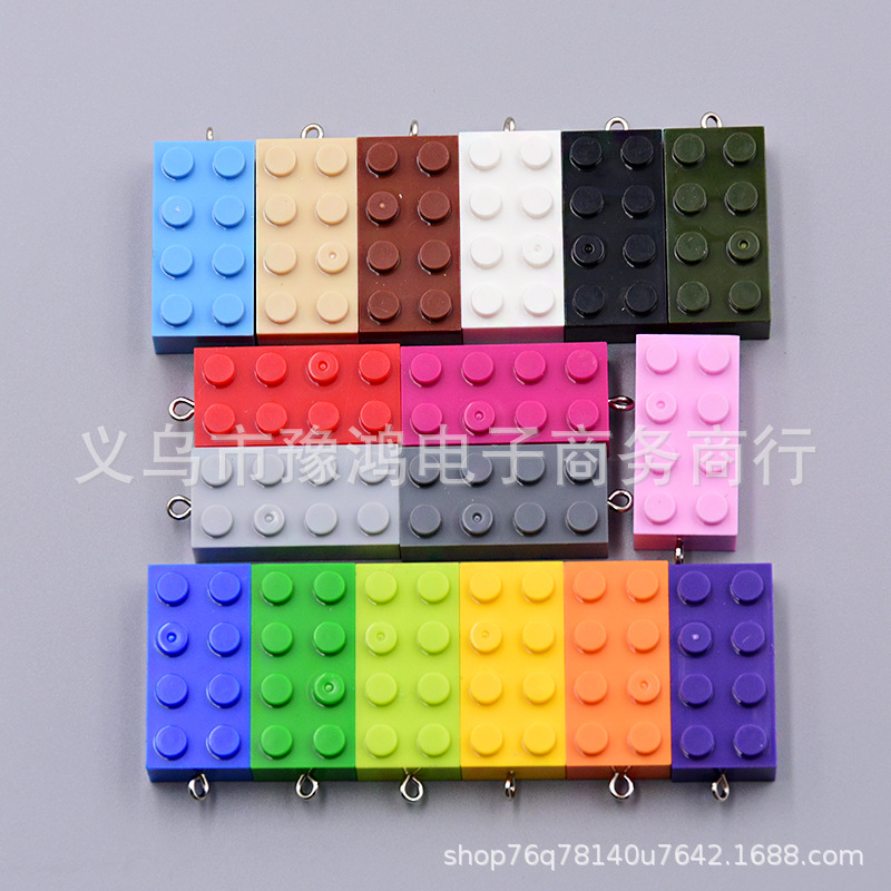 1*4 points acrylic color building blocks earrings pendant bag keychain pendant DIY accessories