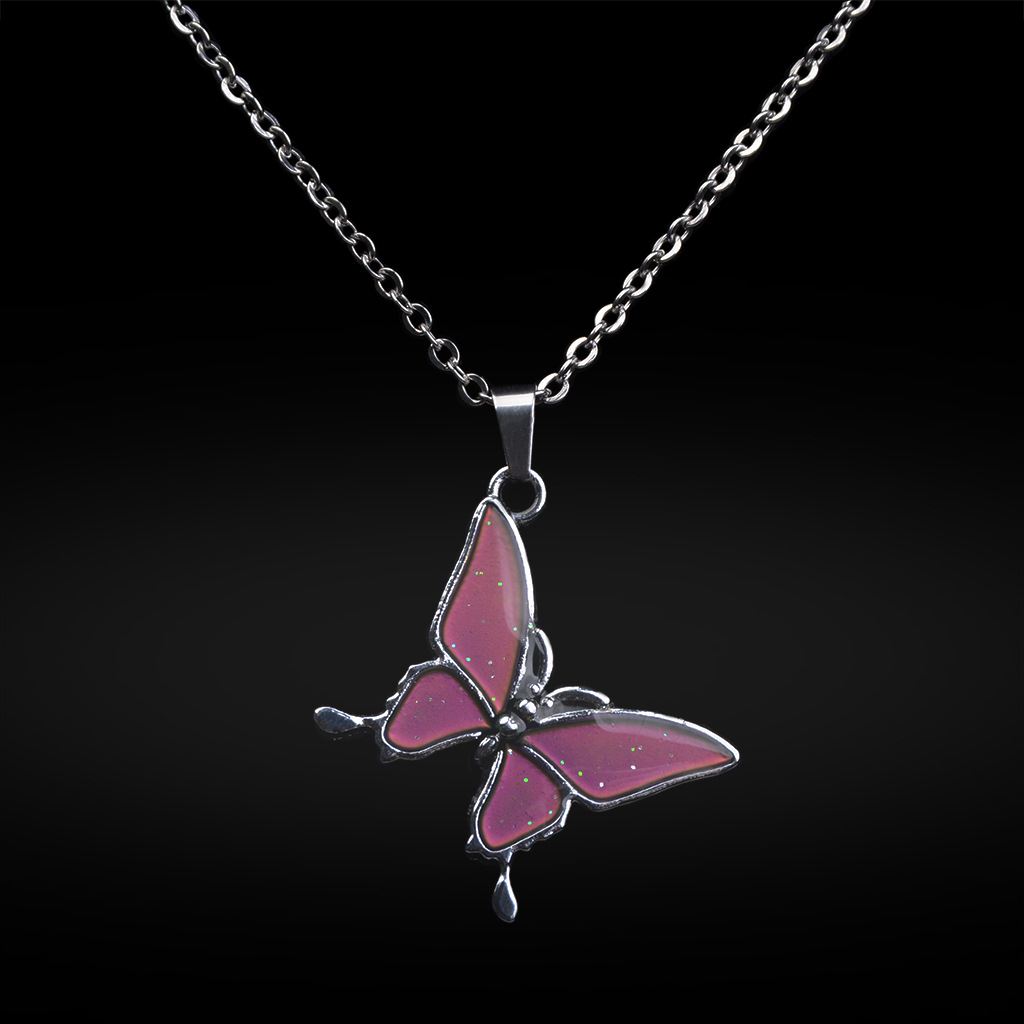 Fashion Butterfly Temperature Change Color Stainless Steel Necklace display picture 2