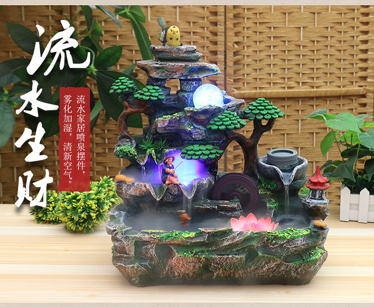 一件代发假山流水喷泉风水轮招财摆件客厅家居装饰品开业礼品|ms
