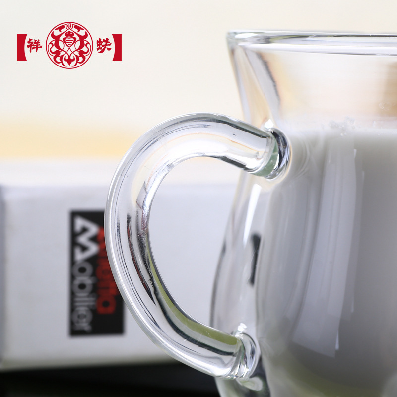 Vidrio transparente creativo taza de agua de vidrio personalizado Oficina leche de doble capa de vidrio lindo taza de vaca
