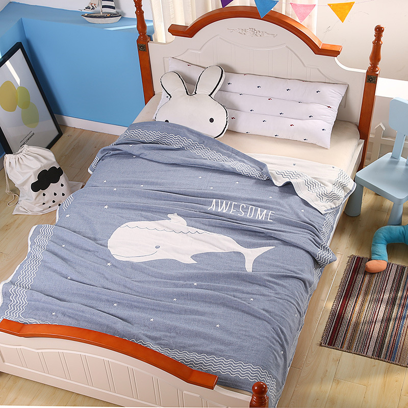 美诺辰全棉纱布盖毯 2018款提花多层纱布毯 360g纯棉4层纱午休被