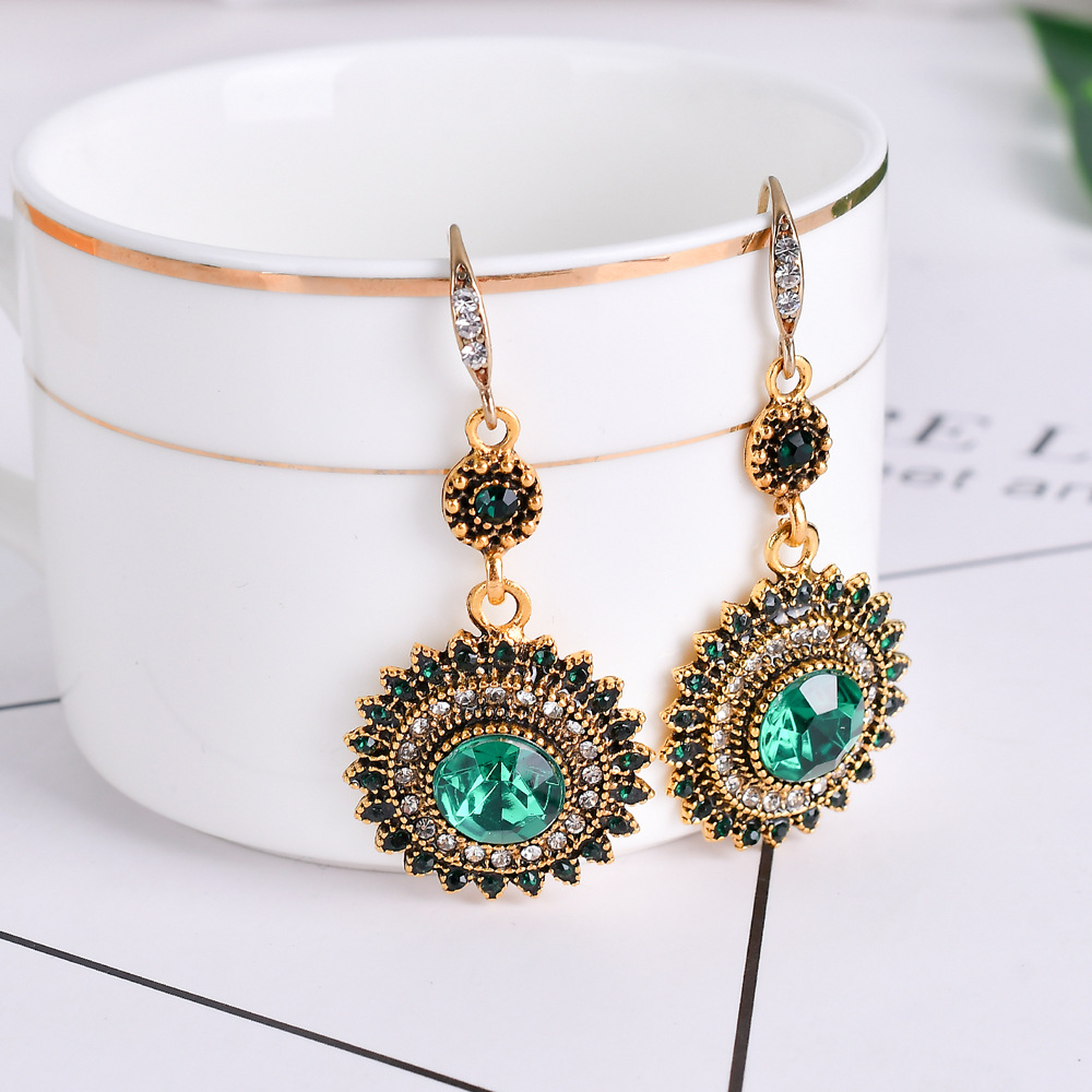 厂家直销欧美新款复古波西米亚民族风耳饰速卖通淘宝太阳花耳环