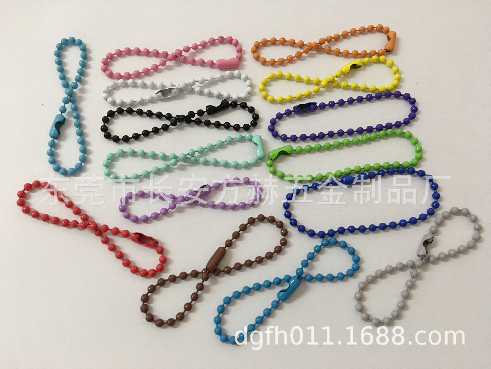 彩色烤漆波珠链 铁珠链 吊牌珠链 金属珠链2.4MM*12CM 2.0*10CM-阿里巴巴