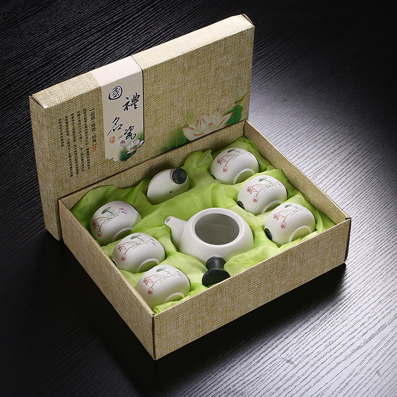 Manufactor Wholesale 7 Snowflake Tea Set a complete set Special Offer ceramics Business gifts Kungfu Online Customizable LOGO