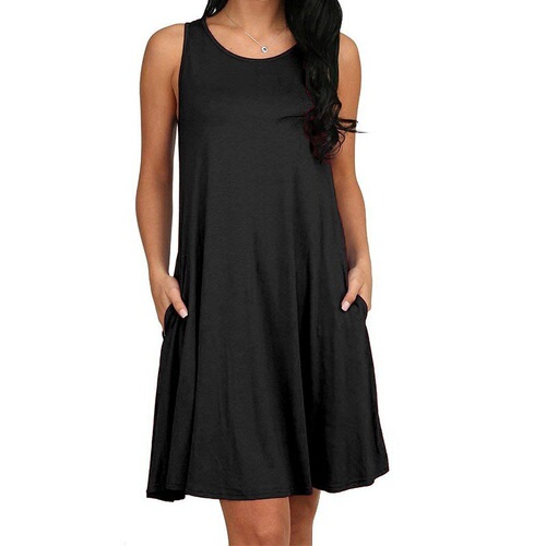 wishebay Western and European Summer and Autumn Crew Neck Blouse Dress T-shirt Dress Women