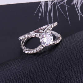 亚马逊ebay跨境电商欧美交叉镂空锆石戒指女闪耀潮流设计跨境热销