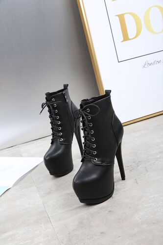  autumn and winter new fashion ultra-high heel side zipper laces waterproof platform short boots women's boots women's single shoes 2331-1