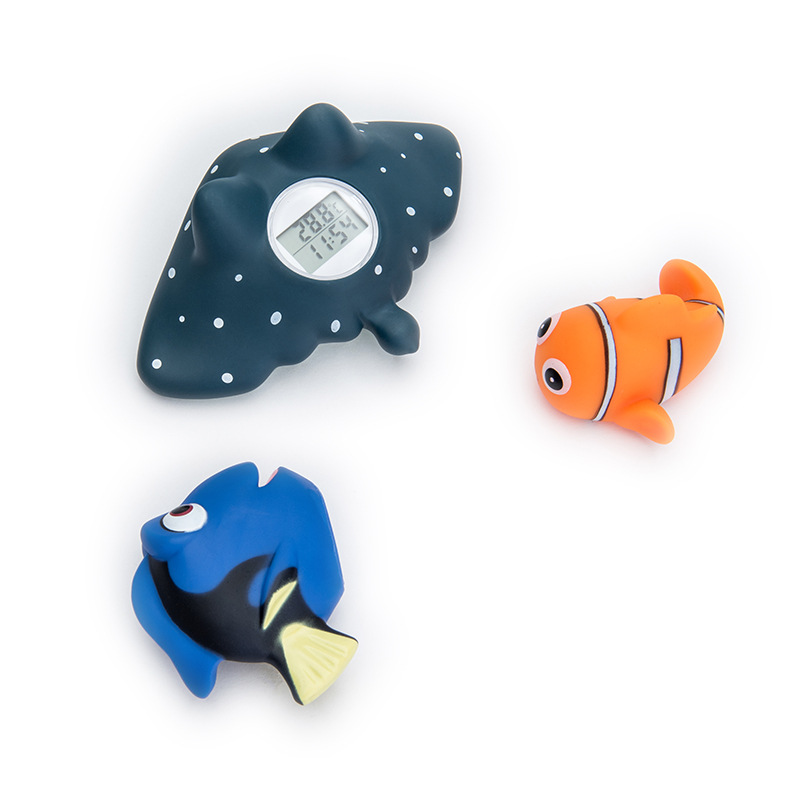 海底总动员计时报警卡通婴幼儿智能水温室温计洗澡变色背光玩具|ms