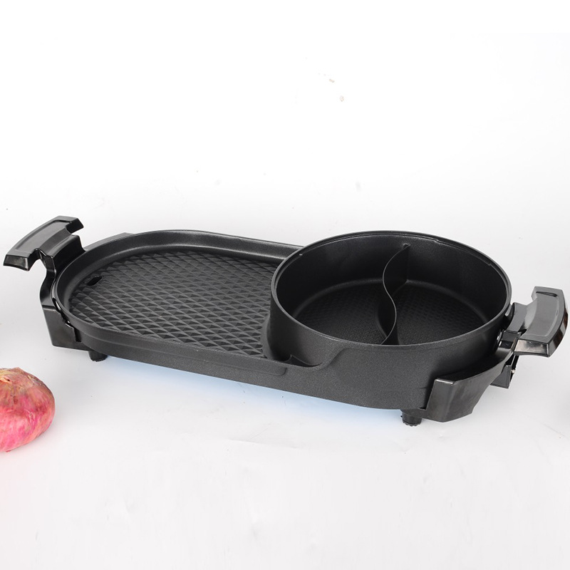 无烟电火锅 韩式多功能电烧烤炉不粘电热鸳鸯涮烤一体锅礼品批发|ru