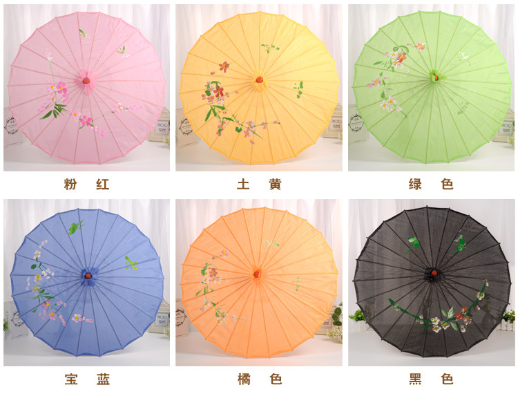 Wedding products, wedding products, wedding products, wedding products, wedding products, creative oil-paper umbrellas, silk cloth wooden handle umbrellas, Chinese-style ceiling decorative umbrellas, retro stage cheongsam performance craft umbrellas detail image 7