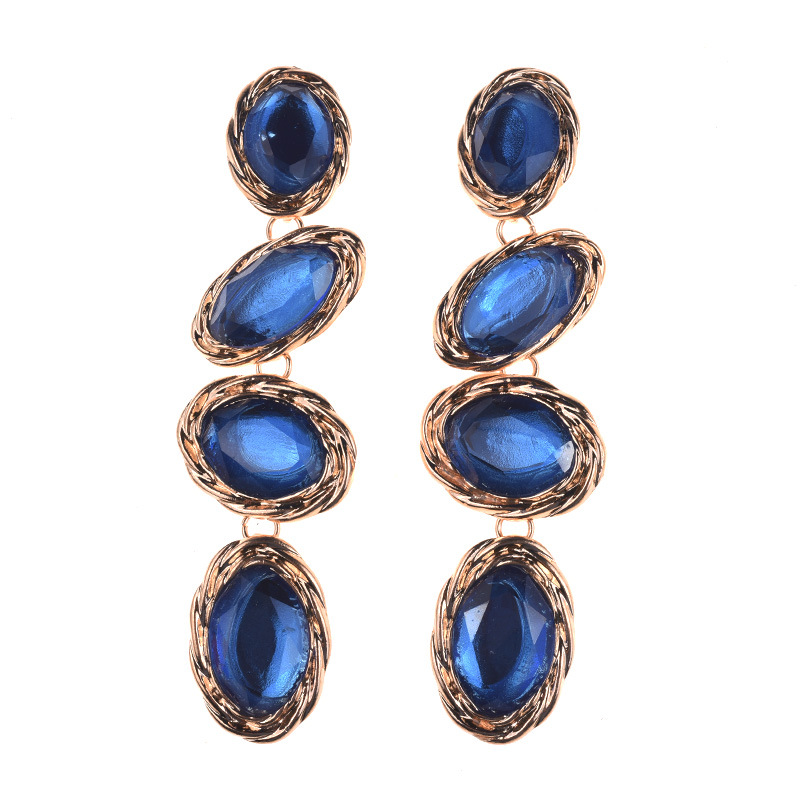 1 Pair Fashion Geometric Alloy Plating Metal Artificial Gemstones Women's Drop Earrings display picture 2