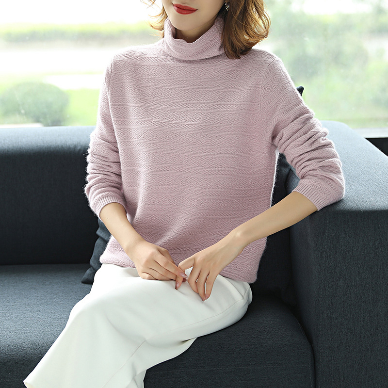 Pile collar Mink cashmere sweater 2018 Autumn New products Korean Edition Solid Long sleeve Easy Socket Sweater