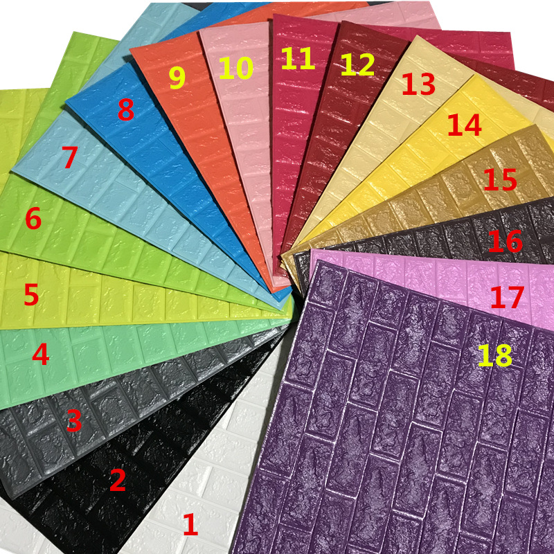 仿砖纹3d立体自粘墙贴幼儿园儿童房卧室防撞墙裙环保泡沫软包墙纸|ms