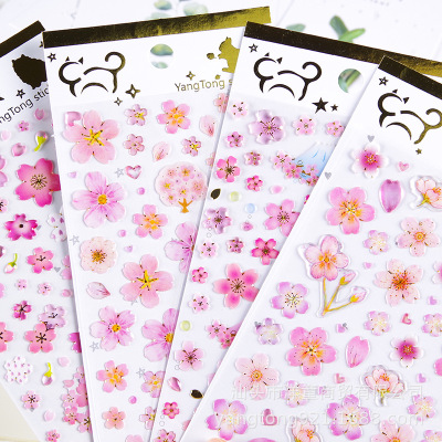 YT-HK Flower crystal Sticker Stickers DIY three-dimensional Hand account decorate lovely mobile phone Diary children Reward Sticker