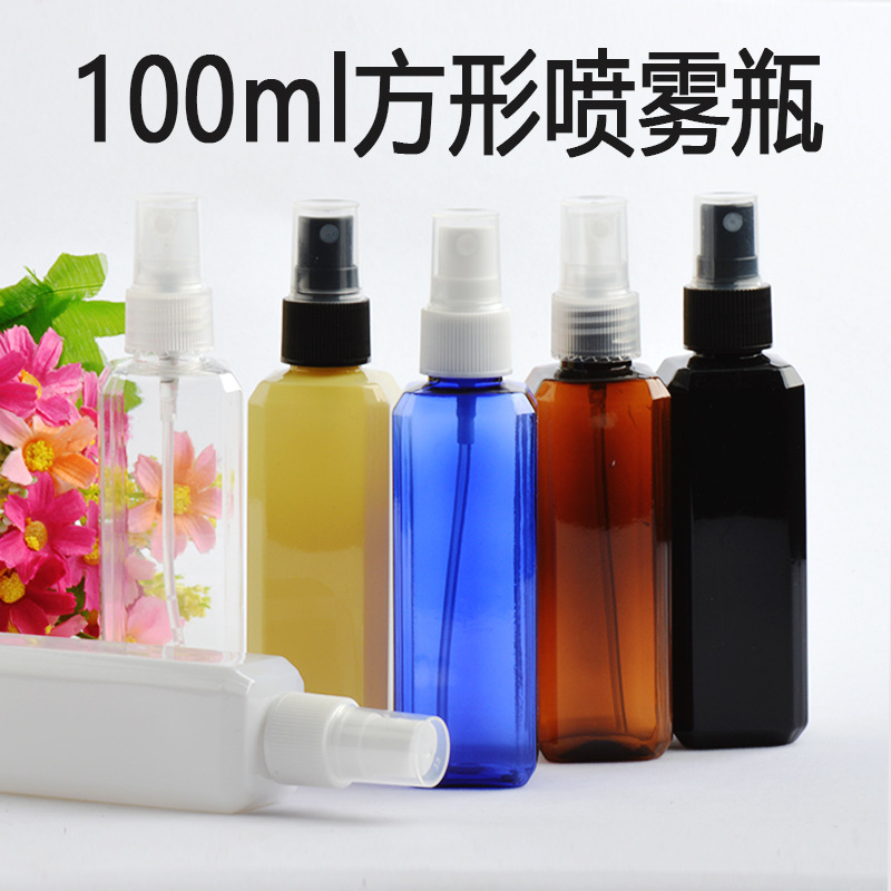 100ml方形喷雾瓶 纯露分装瓶 爽肤水瓶 PET塑料空瓶子 化妆品瓶