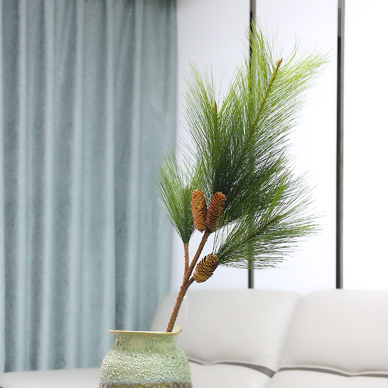 大松针仿真花松针枝仿真植物松果松针花束松针圣诞树装饰园林工程-阿里巴巴
