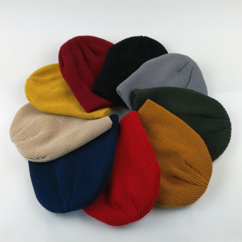 短款圆顶流氓帽子男韩针织冷帽瓜皮帽雅痞帽女嘻哈帽潮街舞毛线帽|ru