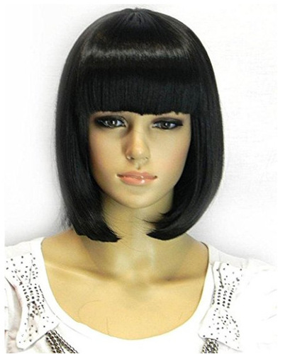 Bob Hair Wigs Perruques Bob Hair Pelucas De Cabello Bob Wig female short straight hair with bangs Bobo head wigs Synthetic Wigs high temperature Pelucas head cover