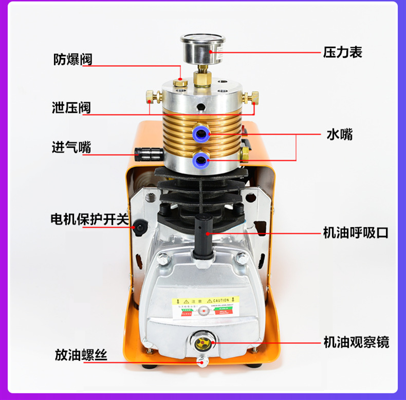 高压电动充气泵30mpa 水冷打气机4500psi 40MPA油水分离可定制|ms