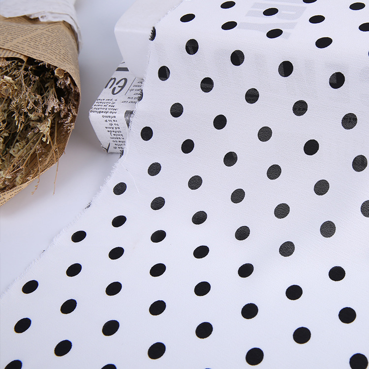 厂家现货全涤雪纺面料 时装女装童装连衣裙衬衫面料 波点雪纺印花