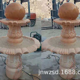 山东黄锈石喷水花钵生产厂家 河北景观石头水钵图片及价格