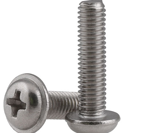 304不锈钢十字圆头带垫螺丝 自带垫十字圆头螺丝钉 M3M4