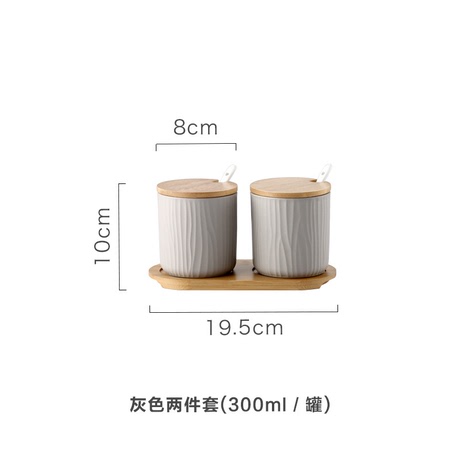 Bamboo mờ gốm gia vị jar mục lon thiếc tròn găng tay gia dụng sáng tạo hộp bếp gia vị Gift Set Gia vị