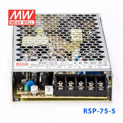 台湾明纬开关电源RSP-75-5 75W 5V 15A 超薄款PFC功能电源
