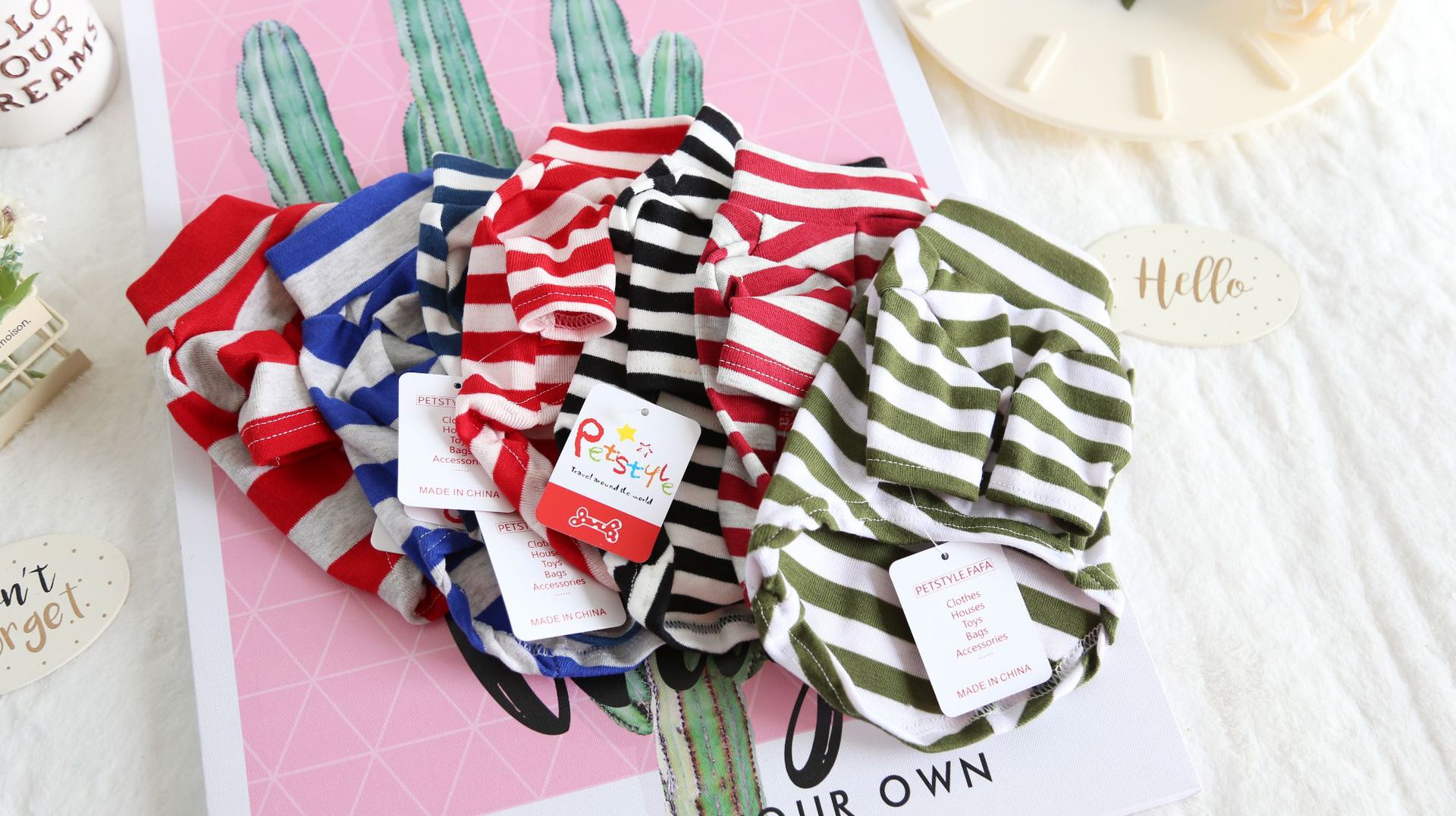 七色宽条纹打底衫