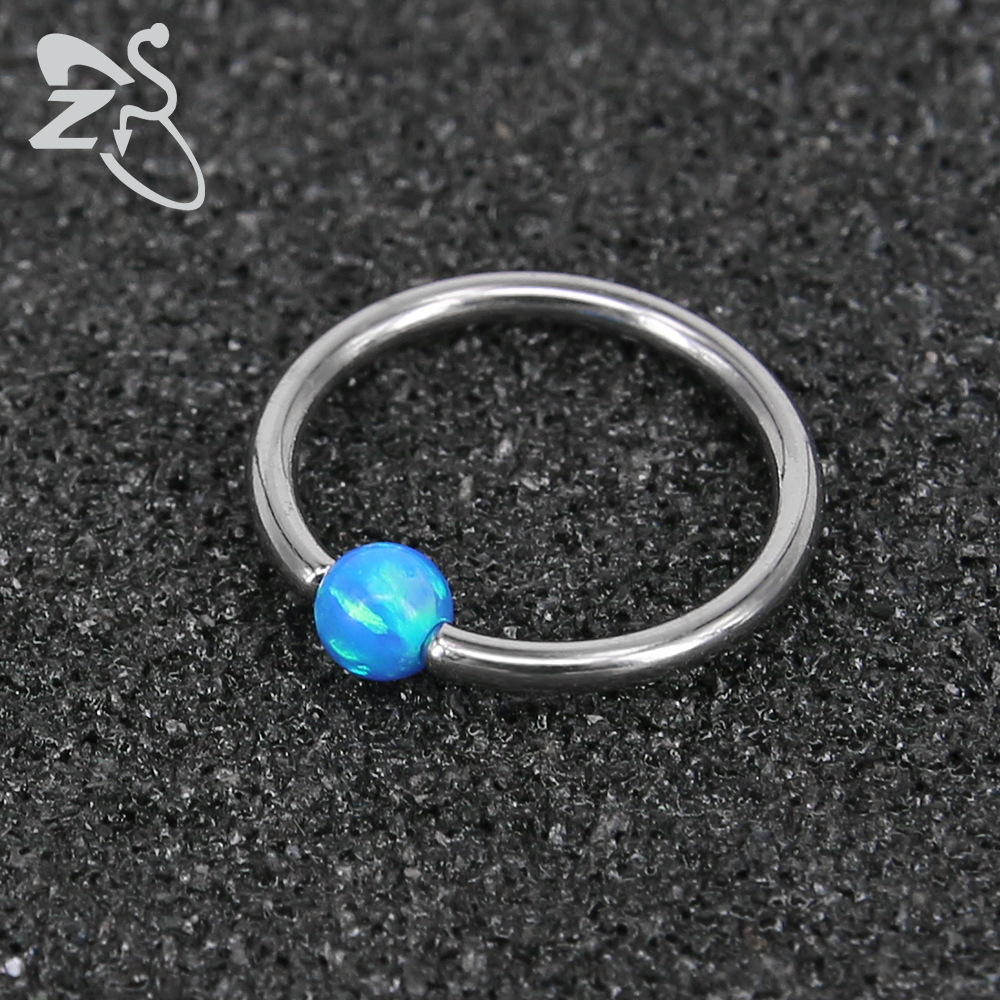 316L Stainless Steel Nose Ring Clip Ball for Women Men - AB White Opal Nose Stud Piercing Jewelry detail image 6